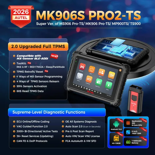 Vista 2 de Autel Scanner MaxiCOM MK906S PRO2-TS TPMS Herramienta de programación, multilingüe 2026 de MS906 PRO2-TS, V2.0 de MS906 PRO TS MK906 PRO-TS MP900TS