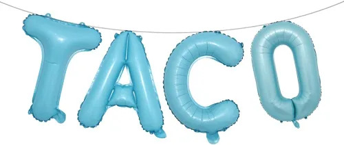 Vista 22 de Fiesta Party Balloons Supplies Taco Balloons Mexican Cinco De Mayo Party Decorations Mylar Foil Balloons Fiesta Party Decorations (L TACO Gold)