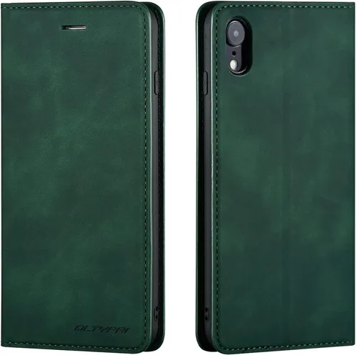 Vista 21 de QLTYPRI Funda tipo cartera para iPhone XR, 3 tarjeteros, color azul
