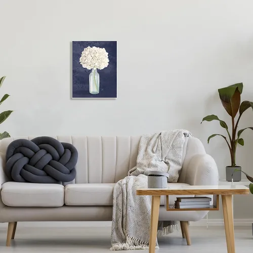 Vista 3 de Stupell Industries Ramo floral blanco en botella pintura azul, diseñado por James Wiens Art, 13 x 19 pulgadas, placa de pared