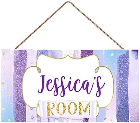 Vista 9 de Letrero de puerta para niños, flores de jardín de ciruelas de azúcar, placa de madera para colgar en la pared, regalo