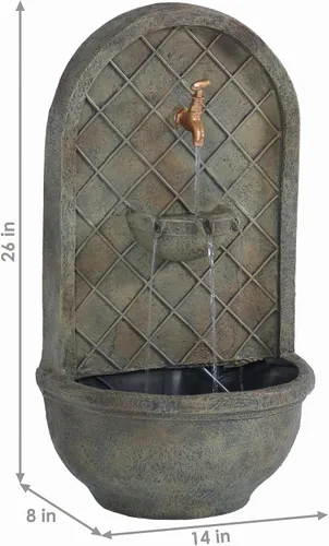 Vista 3 de Sunnydaze Messina - Fuente de agua de pared para exteriores con bomba de 26
