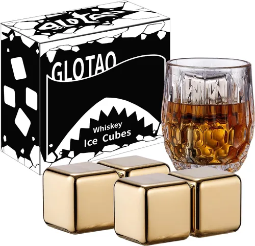 Vista 9 de Juego de 2 piedras de whisky grandes de 64 cm³ (4 cu in) – Juego de regalo para hombre – Cubos de esferas de hielo de metal reutilizables de acero