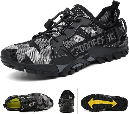 Vista 5 de TANGYUGEN Zapatos de agua para hombres y mujeres, zapatos de senderismo al aire libre, secado rápido, zapatos de playa para viajes, senderismo