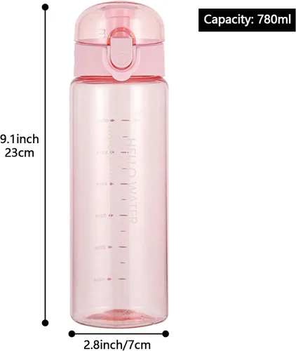 Vista 2 de Botella de agua deportiva, botella de agua transparente reutilizable, botellas de agua de plástico con correa de transporte, botellas de bebida