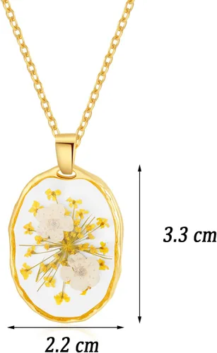 Vista 80 de Forget-Me-Not and Queen Anne's Lace Pressed Wildflower Necklace Birth Month Real Flower Necklace Gold/Silver Pressed Flower Jewelry