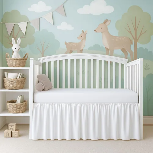 Vista 12 de Cottignton Lane - Falda de cama para cuna con volantes, ropa de cama suave para guardería en 100% algodón natural, estilo plataforma con cobertura