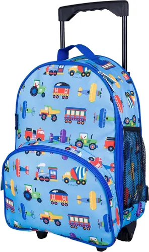 Vista 2 de Wildkin Paquete de equipaje con ruedas para niños con etiquetas de equipaje (camión de bomberos)