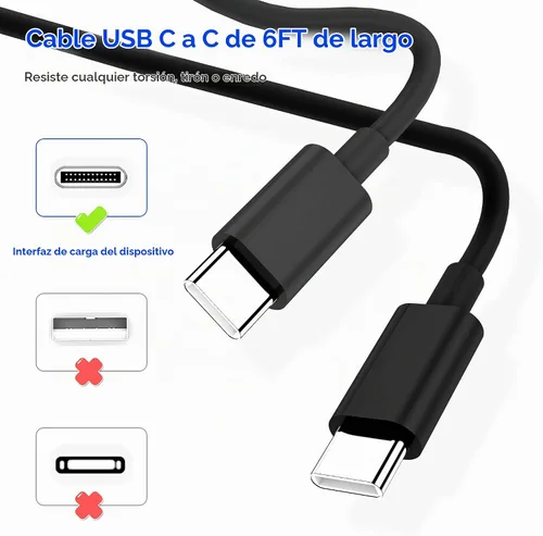 Vista 2 de Cargador de carga rápida para iPhone 17, 16, 15, paquete de 20 W, Apple iPad, USB C, bloque Chrager de pared con cable USB C a C de 6 pies para Negro