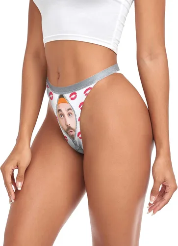 Vista 8 de SUABO Tangas personalizadas para mujer, tanga con foto personalizada con espalda en T
