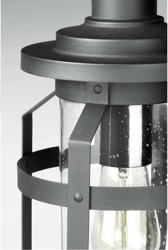 Vista 5 de Progress Lighting Haslett Collection - Farol de pared grande con 1 luz de cristal transparente con textura de color negro Farmhouse outdoor