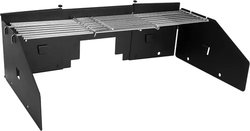 Vista 8 de Juego de Protector de Viento Ajustable y Rejilla de Calentamiento para Parrilla de 22" a 28" con Grasa Trasera, Negro, Metal