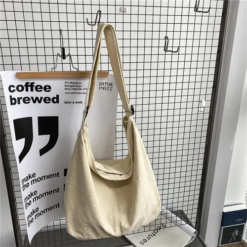 Vista 2 de Bolso de lona para mujer, bolso cruzado casual de gran capacidad, bolso de hombro casual para hombre y mujer