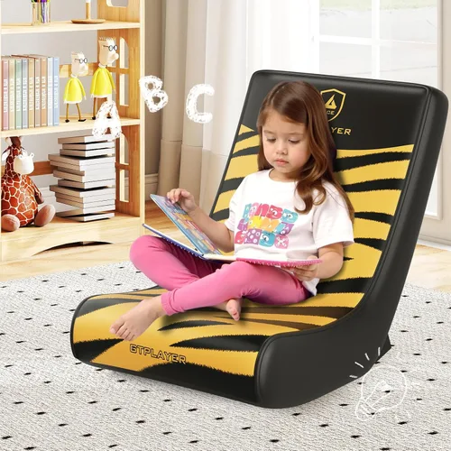 Vista 9 de GTPLAYER Silla mecedora de suelo para juegos – Sillas de juego rodantes con limitador de ángulo, asiento de suelo oscilante para jugadores, compacta