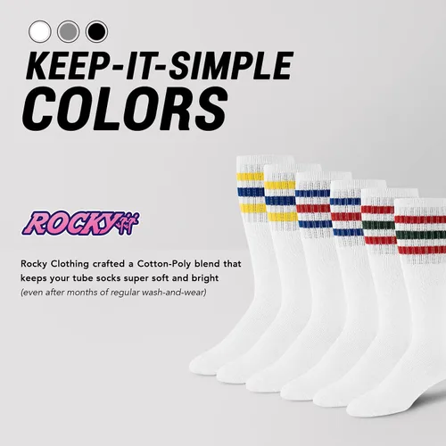 Vista 6 de Mens Solid Tube Socks Over the Calf High 24 6-Pair Size 9-10-13-15