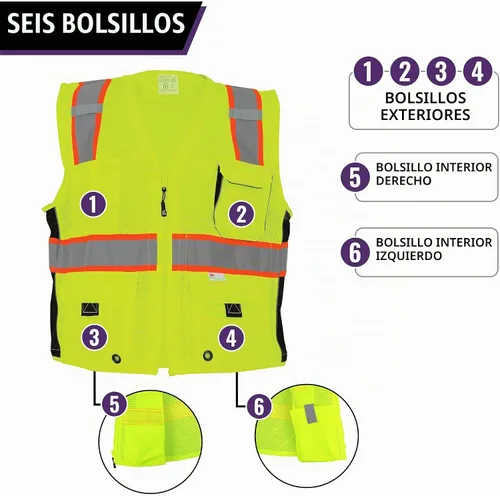 Vista 6 de Global Glove High Visibility Safety Vest, Lightweight and Breathable