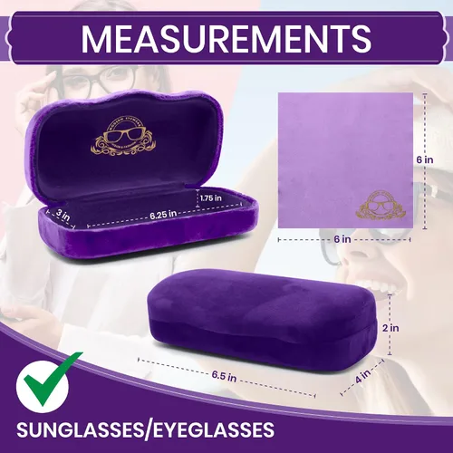 Vista 3 de Estuche rígido para gafas Funda protectora de terciopelo para gafas Estuche para gafas de sol con paño de limpieza