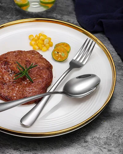 Vista 5 de EUIRIO Juego de cubiertos de 48 piezas con cuchillos para carne, cubiertos de acero inoxidable resistente para 8, cubiertos de grado alimenticio