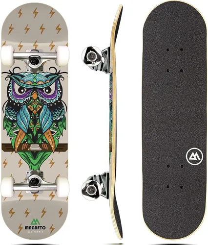 Vista 27 de Magneto Complete Skateboard 6-Layer Canadian Maple Double Kick Concave Deck Beginners, and Teens Astronaut