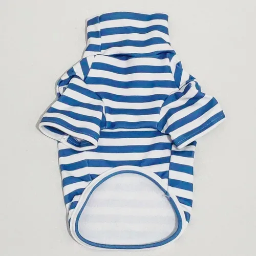 Vista 6 de Suéter de cuello alto para perro, lindo bordado de perrito, sudadera súper suave para perro, camisa para perro, suéter elástico a rayas para Raya