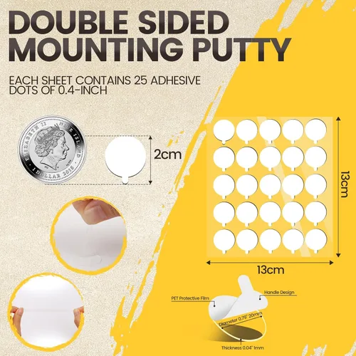 Vista 2 de 150 puntos adhesivos de doble cara – Fácil de pelar, transparente, de doble cara, masilla de montaje con puntos de pegamento fuertes para globos