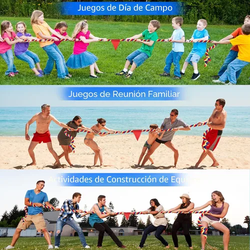 Vista 5 de Cuerda de tira y afloja para niños y adultos, césped al aire libre, reunión familiar, juegos de fiesta de cumpleaños, juegos de picnic al aire