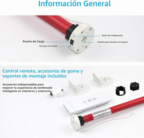 Vista 4 de Rollerhouse Kit de Motor Alimentado por Batería de 1-1/8" (28mm) con Control Remoto y Cargador Motor Eléctrico DIY Tubo Motorizado para Persianas
