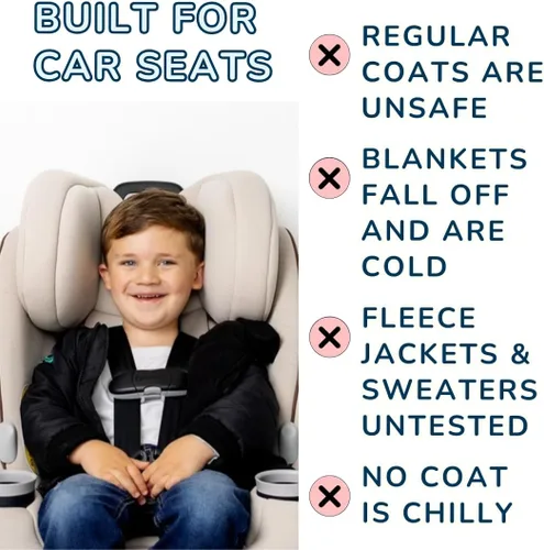 Vista 6 de Buckle Me - Abrigo de invierno para bebé, chaqueta de asiento de automóvil Toastier para niños y niñas, destacada en Shark Tank de 6 meses a 6 años
