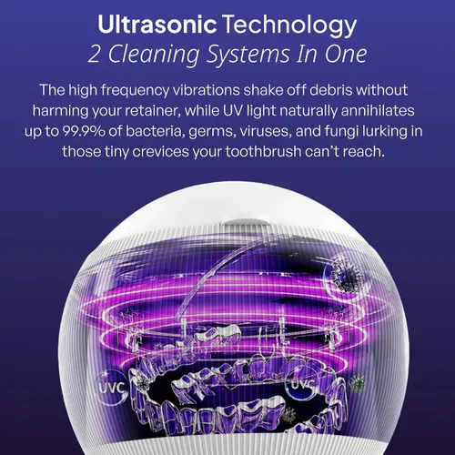 Vista 5 de Swissker by Swissklip ShinePod - Cápsula de limpieza dental ultrasónica Máquina de limpieza ultrasónica de retenedores Limpiador de protector