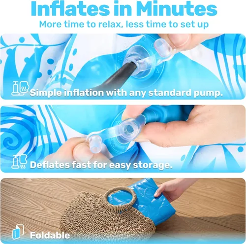 Vista 4 de SLOOSH Piscina inflable infantil para niños, piscina de 36 x 11 pulgadas con almohadilla suave para niños y niños pequeños, piscina redonda inflable