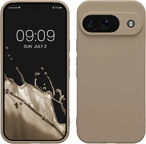 Vista 86 de kwmobile Funda compatible con Google Pixel 9 - Funda protectora delgada de TPU para teléfono - Acabado mate suave - Piedra antigua