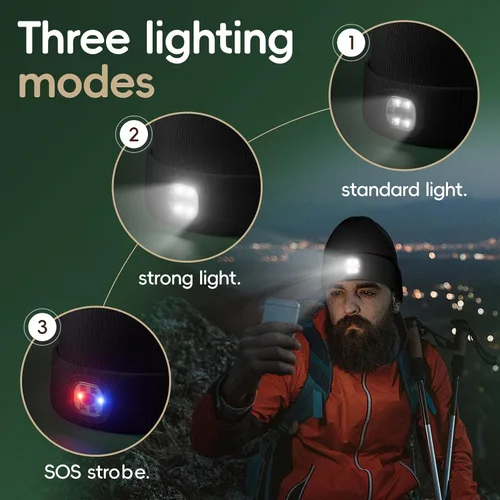 Vista 2 de Gorro unisex con la luz, regalos para hombres, mujeres, marido y él