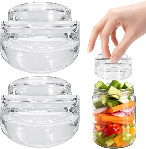Vista 8 de 2 pesas de vidrio de fermentación para frascos de boca ancha, botellas de pepinillos con tapas de sellado para una fermentación eficiente, tapas