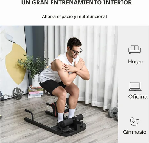 Vista 5 de Soozier 3-in-1 Padded Push Up Sit Deep Sissy Squat Machine Home Gym Fitness Equipment