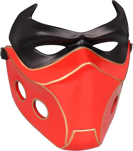 Vista 2 de Máscara de capucha roja de resina de lujo para Halloween Cosplay máscara coleccionable