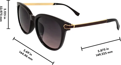 Vista 6 de AlterImage Allure Fashion - Gafas de sol retro para mujer, montura marrón, con patillas de metal de doble color y lentes marrón degradado, café