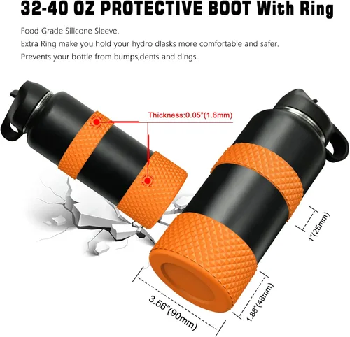 Vista 3 de Funda para botella de agua, doble protección de silicona con textura de diamante, compatible con botella Hydro Sport de 12 a 24 onzas, funda