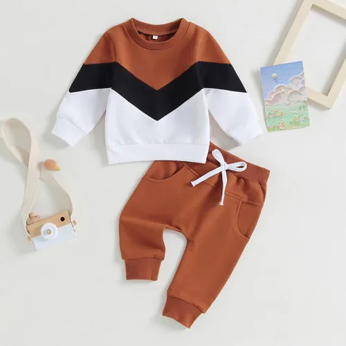 Vista 2 de YINGISFITM Conjunto de sudadera de manga larga con capucha y botones a cuadros para niños pequeños, ropa de invierno a la moda