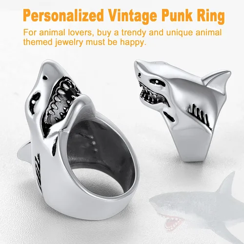 Vista 4 de U7 Anillo de pulgar para motociclista, tamaño 7-14, anillos de animales punk personalizados de acero inoxidable para hombres y mujeres, anillos