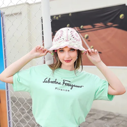 Vista 3 de Sombrero de pescador de ganchillo para mujer, tejido hecho a mano, plegable, flexible, a la moda, lindo, cómodo e informal