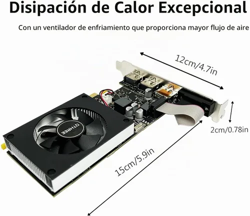 Vista 3 de QTHREE GeForce GT 730 - Tarjeta gráfica de perfil bajo de 4 GB, DDR3,64 bits, 2X HDMI, DP, VGA, tarjeta de video de factor de forma pequeño para PC