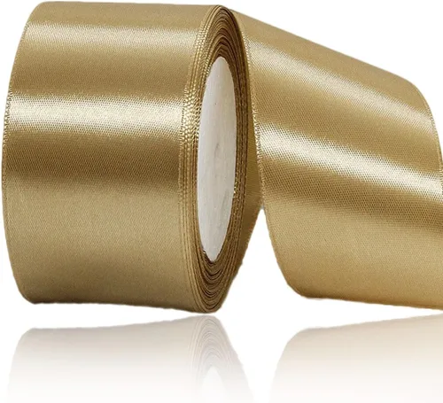 Vista 106 de Cinta de Satén Beige de Color Sólido, 1-1/2 Pulgadas x 25 Yardas, Cinta de Satén de Tela para Envolver Regalos, Manualidades, Hacer Lazos
