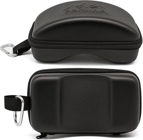 Vista 2 de PROHAPI Funda para gafas de nieve, funda semidura de EVA para gafas de esquí con correa de aluminio y cremallera a prueba de alto rendimiento, bolsa
