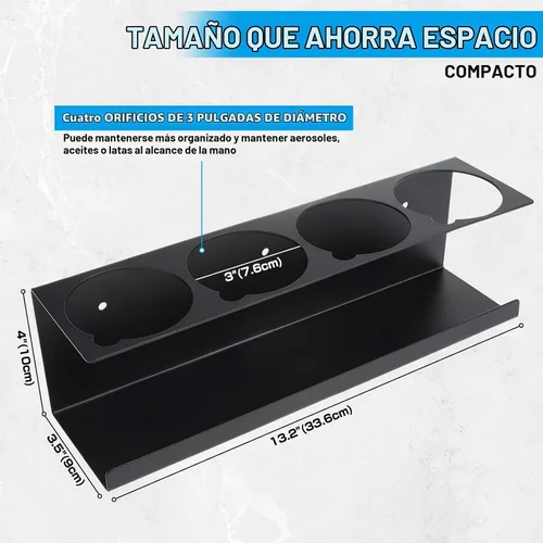 Vista 2 de RealPlus Soporte para latas de aerosol, organizador de 4 latas, soporte de acero resistente montado en la pared para garaje y espacio de trabajo