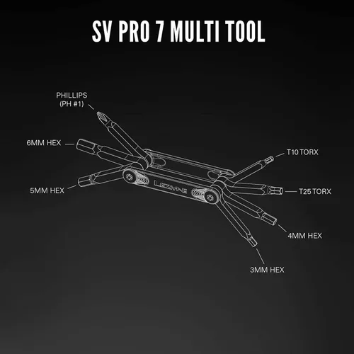 Vista 5 de LEZYNE SV PRO 7 Multiherramienta para bicicleta, placas laterales de aleación, brocas de acero inoxidable, hexagonal 3/4/5/0.236 in, T10/T25