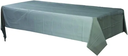 Vista 5 de Mantel de plástico negro azabache, 54 x 108 pulgadas (1 unidad), elegante esencial para eventos, perfecto para fiestas, bodas y ocasiones especiales
