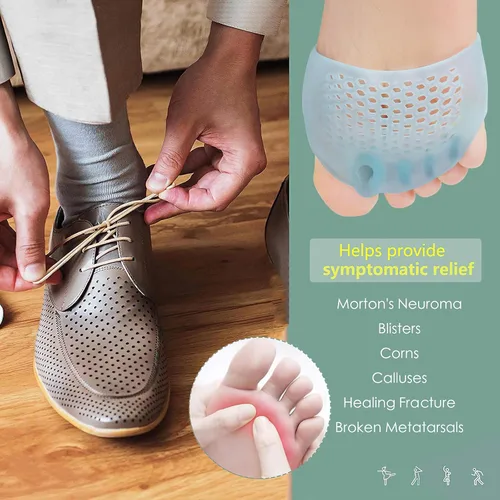 Vista 5 de JUMPOW Almohadillas metatarsianas (2 pares), cojines suaves y duraderos para pies para hombres y mujeres, separadores de dedos de gel, idea