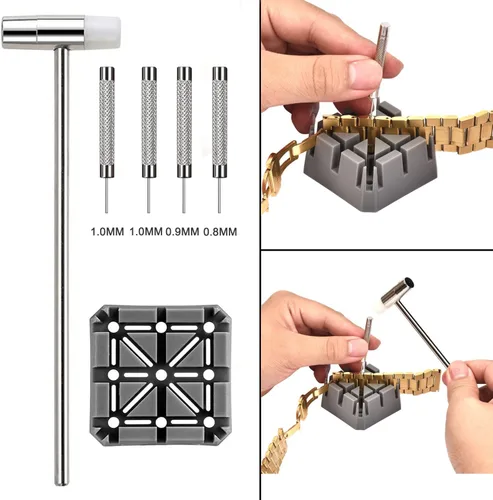 Vista 2 de Kit de herramientas de extracción de eslabones de reloj, kit de herramientas de correa de reloj, juego de herramientas de barra de resorte