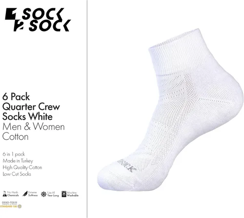 Vista 3 de 1SOCK2SOCK Paquete de 6 calcetines deportivos de algodón para hombres y mujeres, de algodón, corte bajo, calcetines para correr