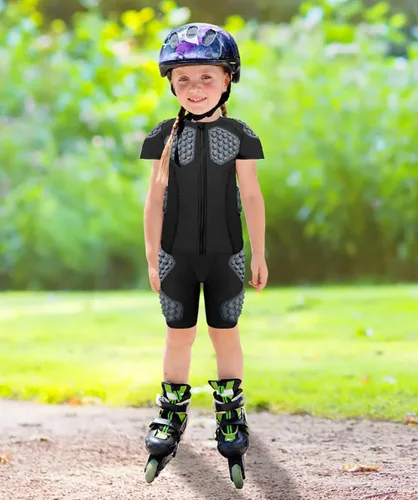 Vista 5 de Padded Compression Shirt for Kids YouthBoys Girls Padded Football Protective Shirts for Ski Paintball Baseball Rugby Hockey Soccer Skating